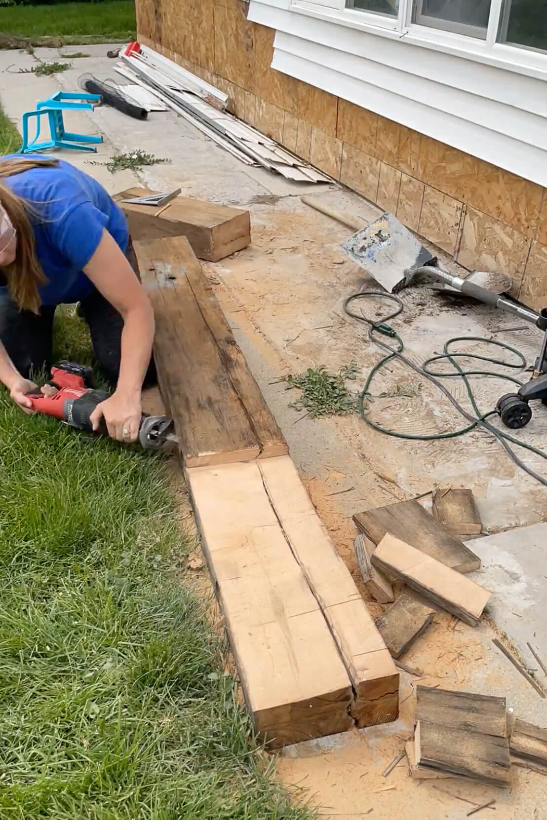 Trying to use a sawzall to cut down my mantle to be thinner.